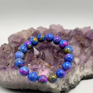 12.3mm Beauty Glittering Color Azurite & Malachite Crystal Beads Bracelet Bold